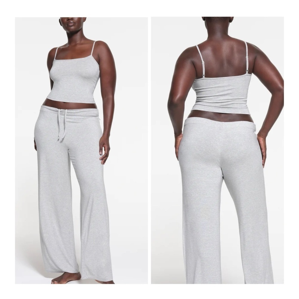 SKIMS | Skims Sleep Straight Neck Cropped Cami In Heather Grey | 4X.